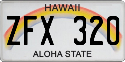 HI license plate ZFX320