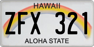 HI license plate ZFX321