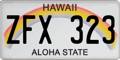 HI license plate ZFX323