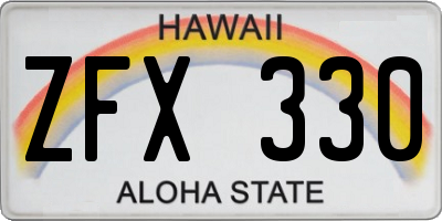 HI license plate ZFX330
