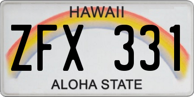 HI license plate ZFX331