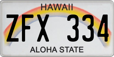 HI license plate ZFX334