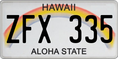 HI license plate ZFX335