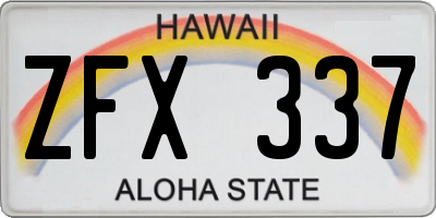 HI license plate ZFX337