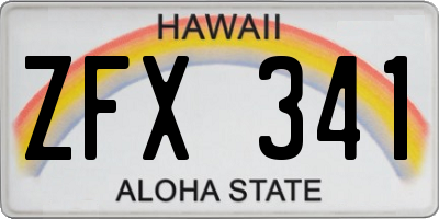 HI license plate ZFX341