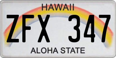 HI license plate ZFX347