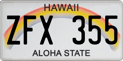 HI license plate ZFX355