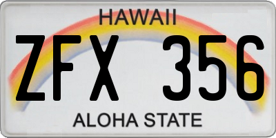 HI license plate ZFX356