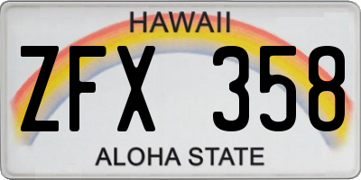 HI license plate ZFX358