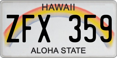 HI license plate ZFX359