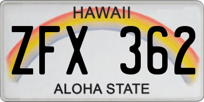 HI license plate ZFX362