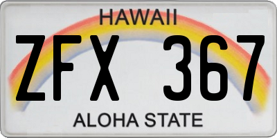 HI license plate ZFX367