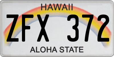 HI license plate ZFX372