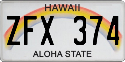 HI license plate ZFX374
