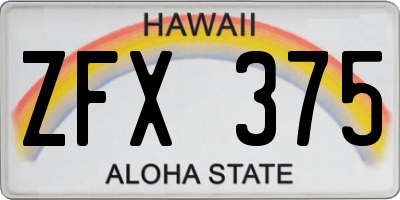 HI license plate ZFX375