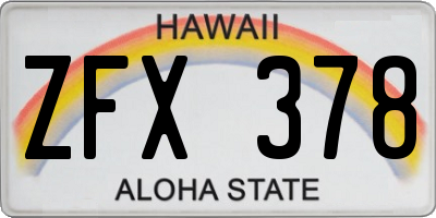 HI license plate ZFX378