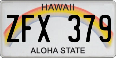 HI license plate ZFX379