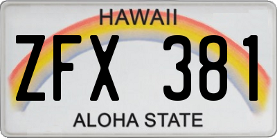 HI license plate ZFX381