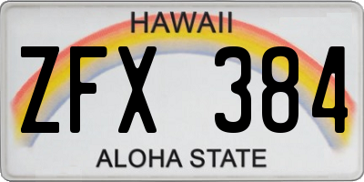 HI license plate ZFX384