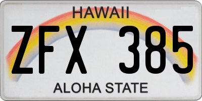 HI license plate ZFX385