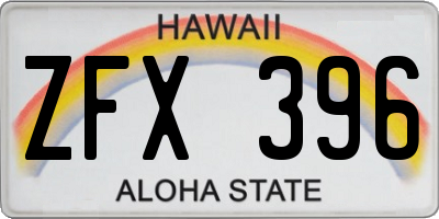 HI license plate ZFX396