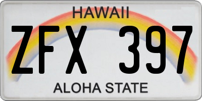 HI license plate ZFX397
