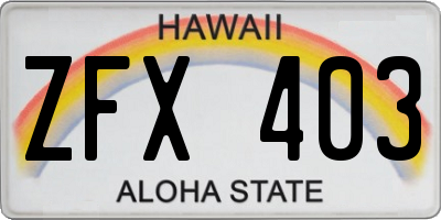 HI license plate ZFX403