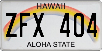 HI license plate ZFX404