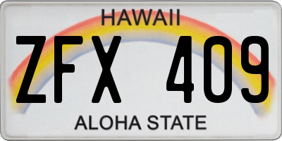 HI license plate ZFX409