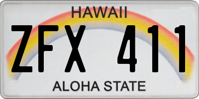 HI license plate ZFX411