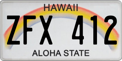 HI license plate ZFX412