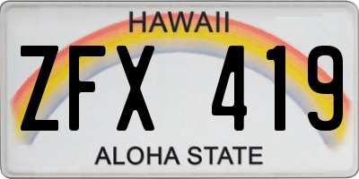 HI license plate ZFX419