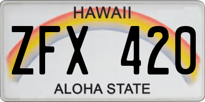 HI license plate ZFX420