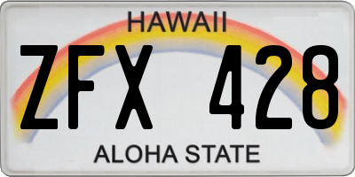 HI license plate ZFX428