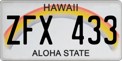 HI license plate ZFX433