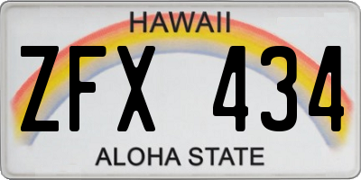 HI license plate ZFX434