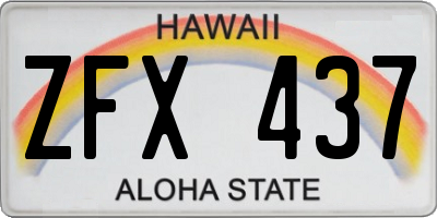 HI license plate ZFX437