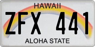 HI license plate ZFX441