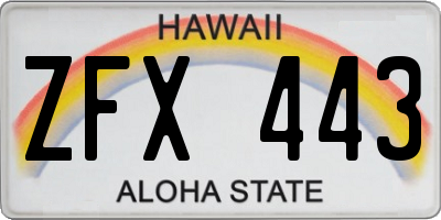 HI license plate ZFX443