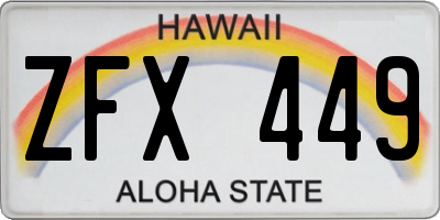 HI license plate ZFX449