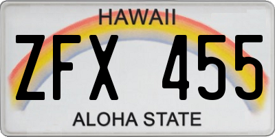 HI license plate ZFX455