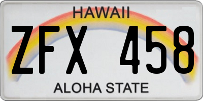 HI license plate ZFX458