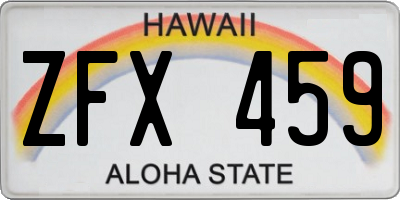 HI license plate ZFX459