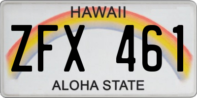 HI license plate ZFX461