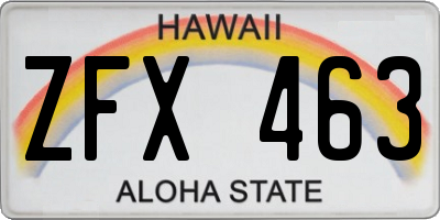 HI license plate ZFX463