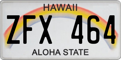 HI license plate ZFX464