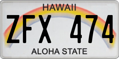 HI license plate ZFX474