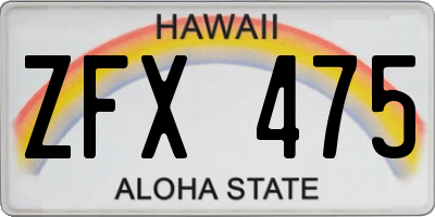 HI license plate ZFX475
