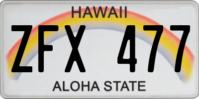 HI license plate ZFX477