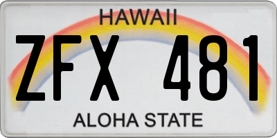 HI license plate ZFX481